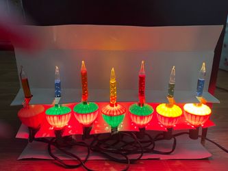 Mid-Century NOMA Bubble Christmas Lights Set w/ Original Box-Working-1 Needs to be Replaced