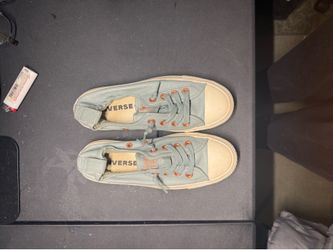 Blue and white converse