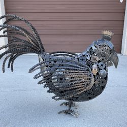 Chicken (Metal Art Sculpture) - Made Out Of Recycled Motorcycle Parts