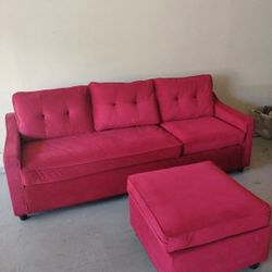 Red Suede Sofa And Chase