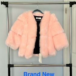 Brand New Pink Faux Fur  Coat Jacket Size S