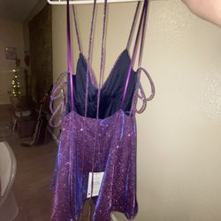 Macys Shiny Purple With Blue Shine Dress 