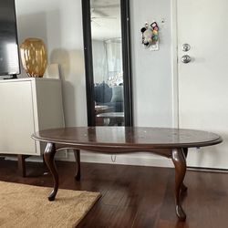 Dark Wood Oval Coffee Table
