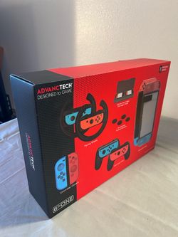 NEW SEALED AdvancTech Nintendo Switch 6-in-1 Accessories Kit – Racing Wheels & Case