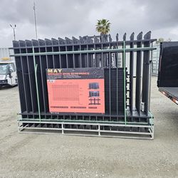 BRAND NEW PACKAGE IRON SITE FENCE
10FT X 6FT POWDER COATER TREATMEN
STRONG CORROSION RESISTANCE 
22PCS FANCE PANELS COLOR BLACK 
TOTAL SIZE 220 FT
IF 