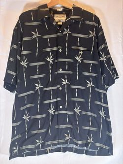 Sgt. Leisure Men’s  Button Up Short Sleeve Maui Hawaii Kauai Bamboo/Leaves