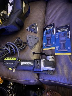 Electric multi tool built in light works great comes with extra blades new 60 don’t need