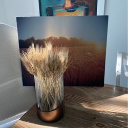 2pcs Set Decor For Bathroom Living room Kitchen Wheat Field Vase Glass And Gold Modern Decor Trigo Decoración 