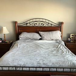 King Size Bed With Headboard And Footboard with side, rails and metal supports
