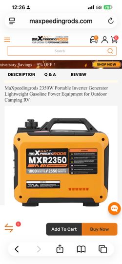 MaXpeedingrods 2350W Portable Inverter Generator Lightweight Gasoline Power Equipment for Outdoor Camping RV New