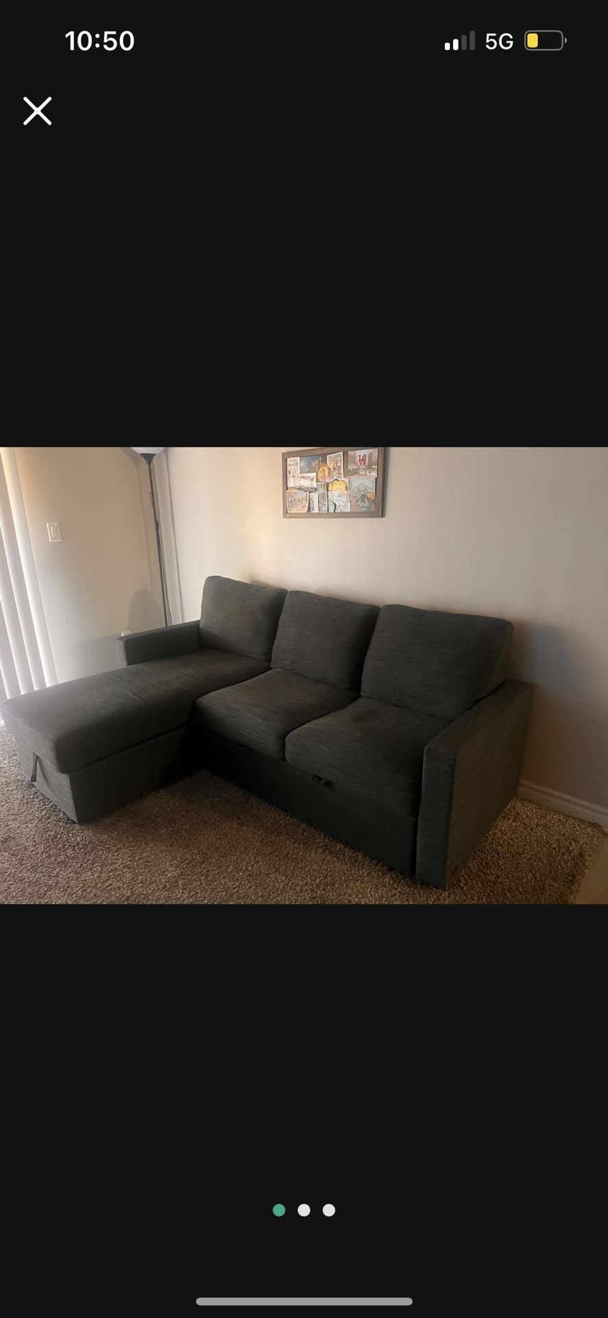 Couch With Storage & Pull Out Bed 