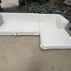 Light Beige Sectional Sofa with Chaise – Used Condition