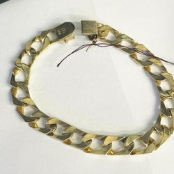 14k Yellow Gold Men’s 9’ Fancy Curb Link Bracelet 