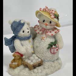 Vintage Christmas Cherished Teddies Frosty and Aurora / Let it snow, let it snow