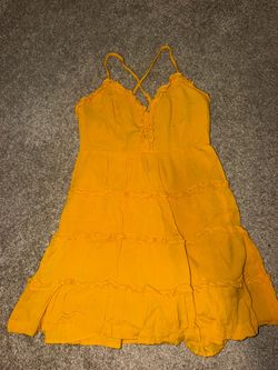 FOREVER 21 Yellow Tiered Ruffle Mini Dress