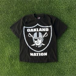 Vintage 2000s Oakland Raiders Nation T-Shirt Big Logo Graphic Black Size Large