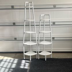 2 Corner Shelves Made Of Metal And Wood