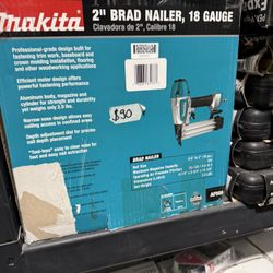 MAKITA Nail Gun: Brad, Straight, Glue, Bump, For 18 ga Nail Gauge, For 5/8 in to 2 in Nail Lg Range