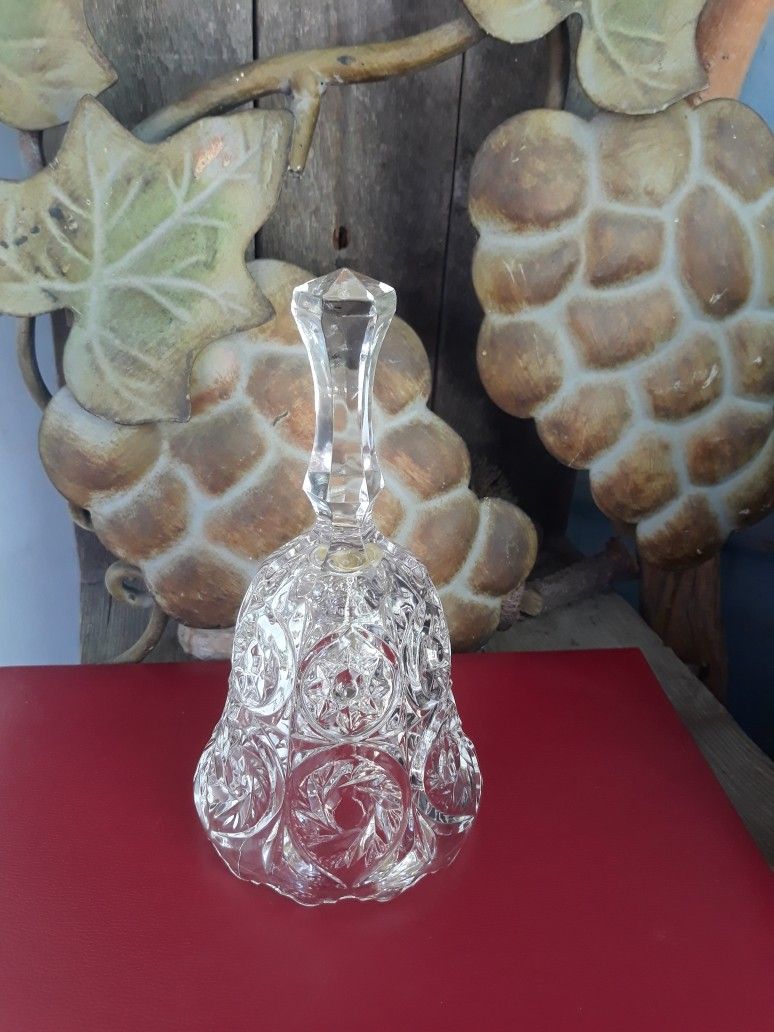 Vintage Crystal Bell! Hobstar And Pinwheel! Heavy!