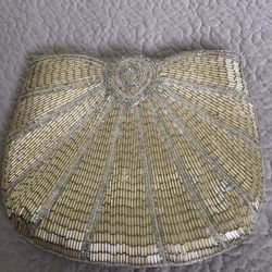 Vintage Beaded Clutch Purse W/Rope Shoulder Strap