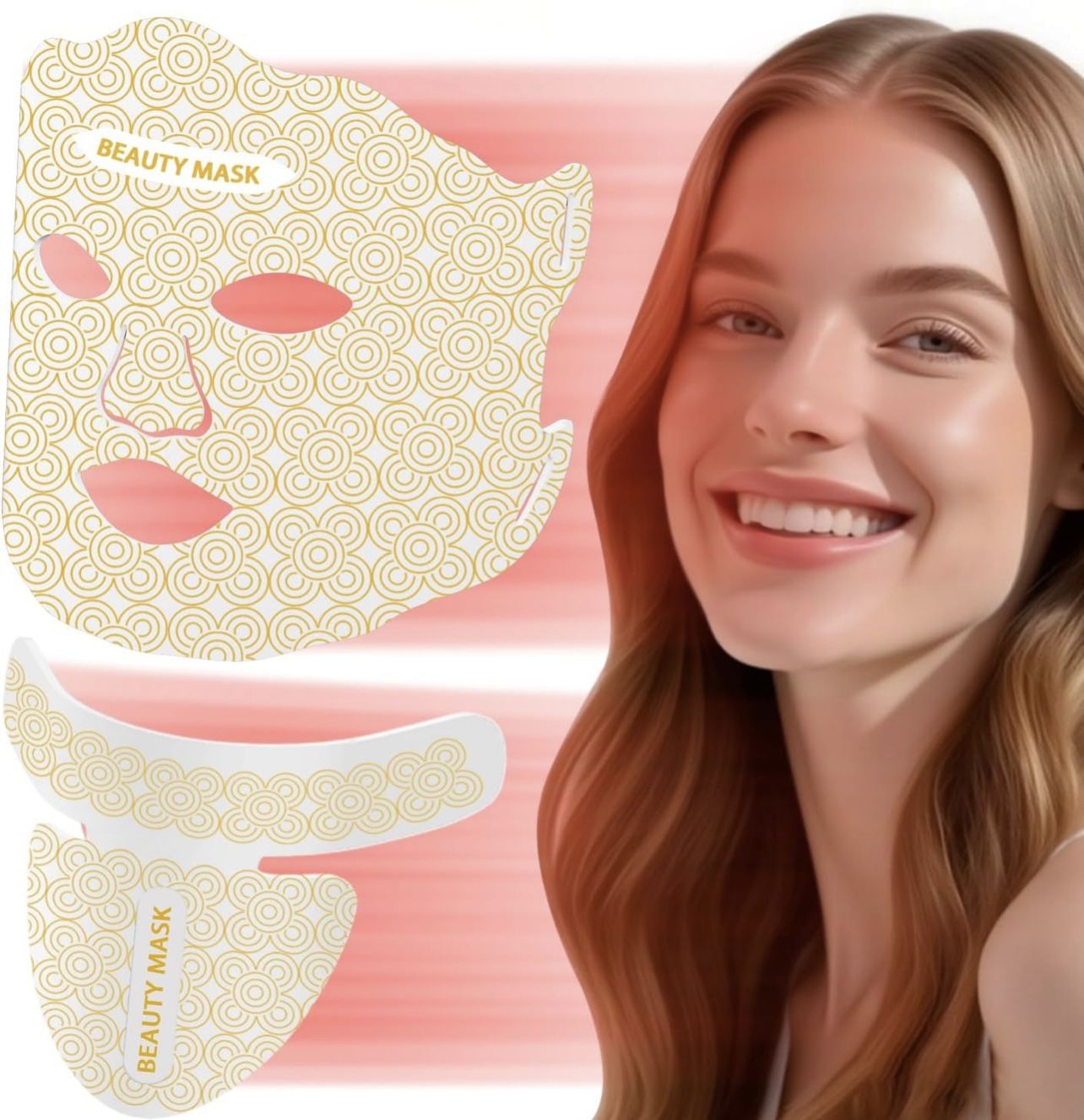 Red Light Therapy for Face with 7 Colors & 3-Level Brightness, Led Face Mask Light Therapy Set, Near Infrared Red Light Therapy for Face and Neck, Por