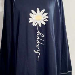 BloomChic Black Floral Long Sleeve  Hello Sweatshirt - size 18-20