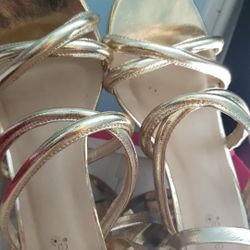 Gold gladiator strappy platform sandal heels size 9 10
