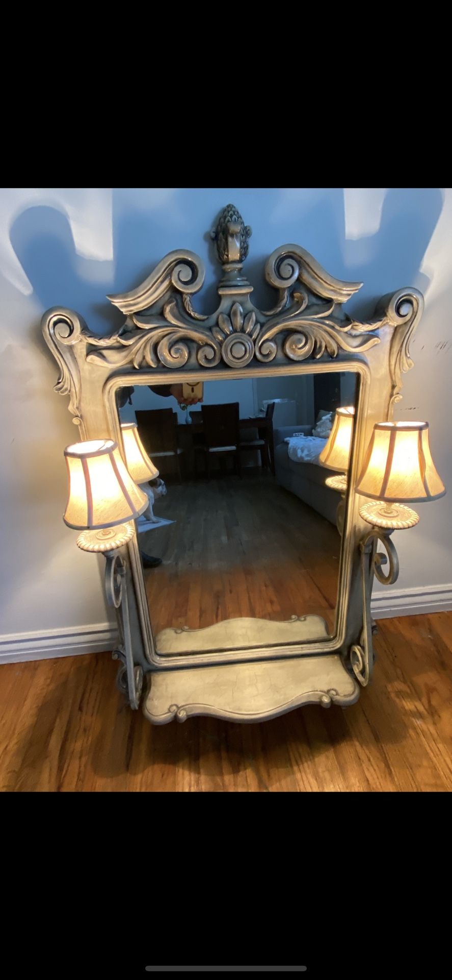 Mirror With Two Lamps By Fine Handcrafted Lighting