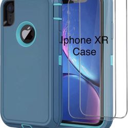 iPhone XR Case with 2 x Screen Protector, Heavy Duty (Turquoise)