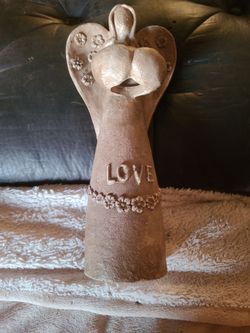 30" Tea light candle holder Angel I'm not sure material it's not wood maybe pottery heavy