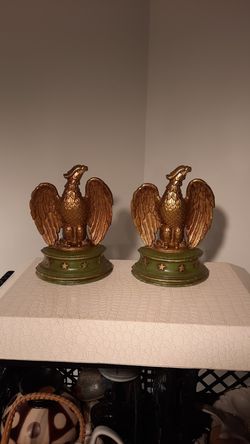 Vintage 1960’s Patriotic America Bald Eagle Cast Iron Metal Federal Stars Bookends by Sexton USA
