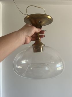 Brass and Glass Dome Flushmount Light