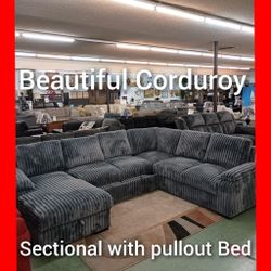 🚨 Corduroy 🚨 Grey Sectional 