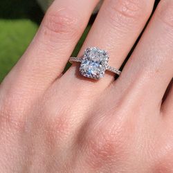 Radiant Cut Moissanite Ring 925 Sterling Silver_ 18K Gold Plated.