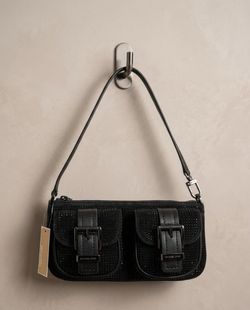 Michael Kors Zoe Small Convertible Pouchette Black Leather Bag NWT