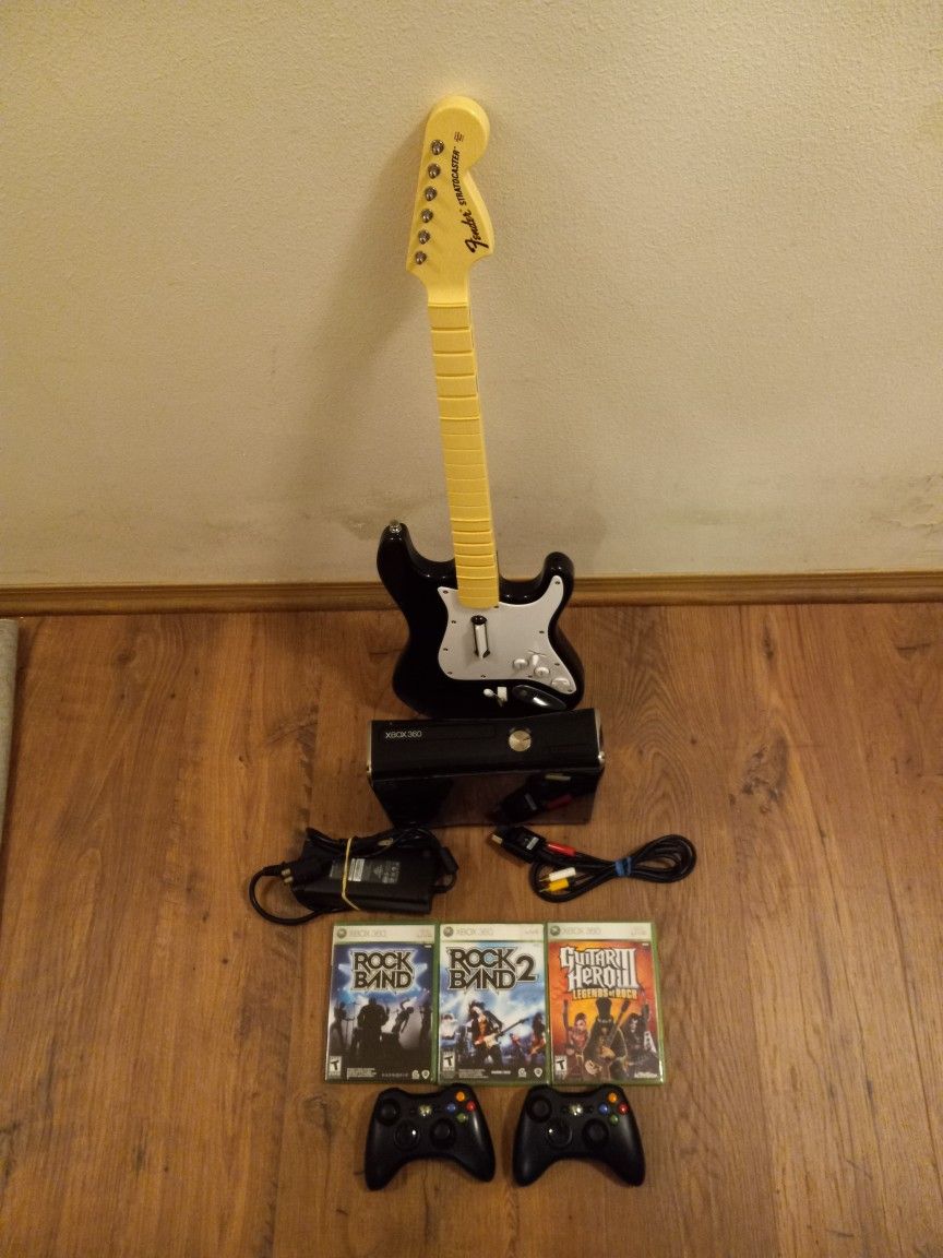 Xbox 360 Rock Band/Guitar Hero Video Game Console Set
