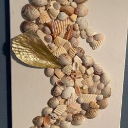 Seashells  Mosaic. Sea Horse on Canvas 12x24 inches 