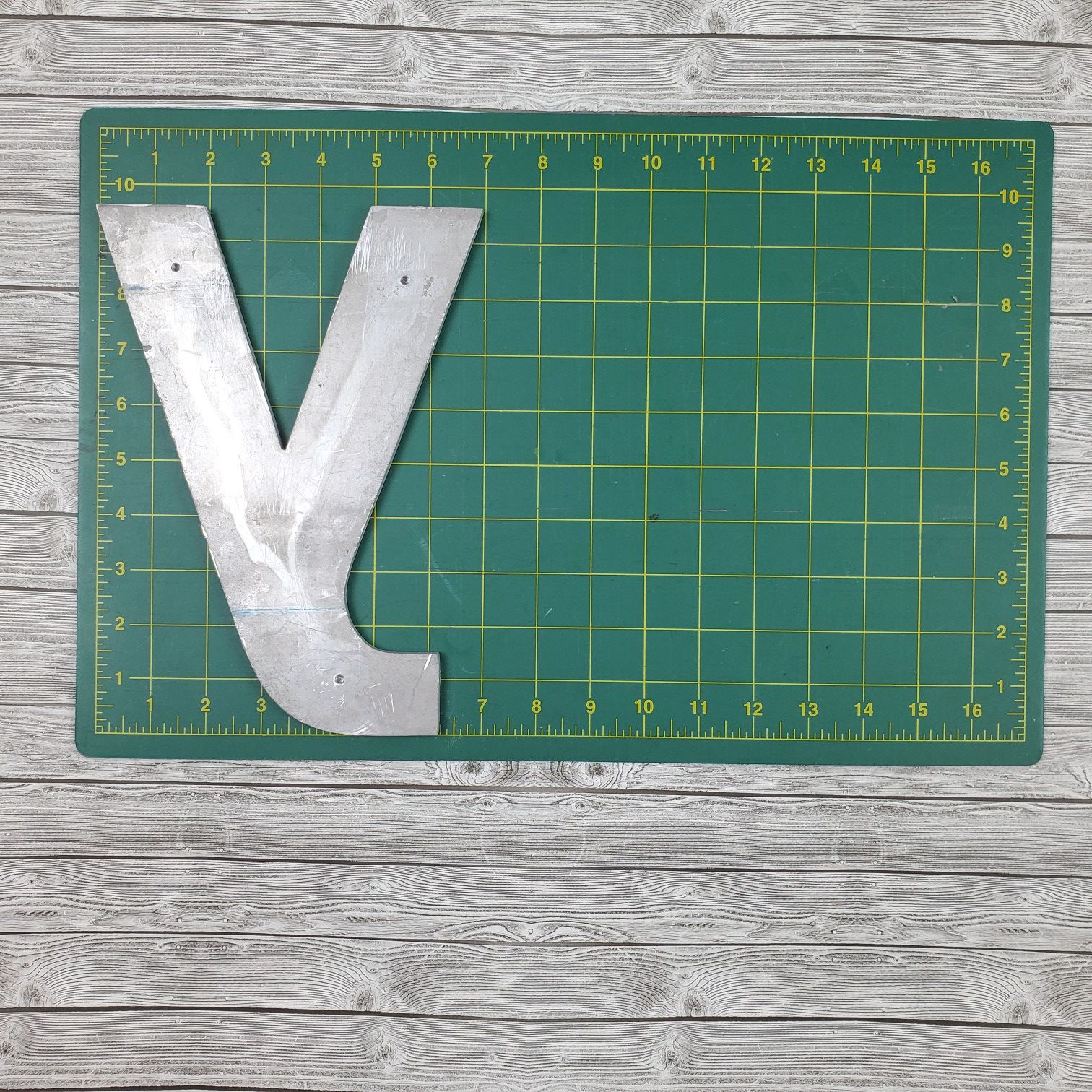 Lot of Reclaimed Aluminum Sign Letter w/Threaded Mounting Holes - 7" & 10"