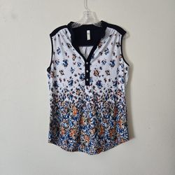 Navy Floral Tank Top