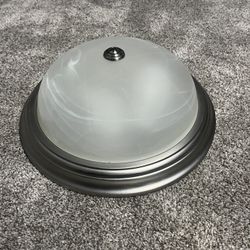 15-in Satin nickel Indoor 3 -Light Flush Mount Light with Alabaster Glass