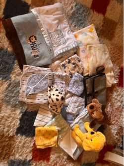 Baby boy blanket lot stuffed animal toys diaper changer