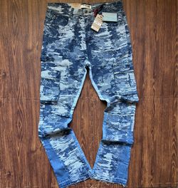 Blue camo stacked jeans size 36