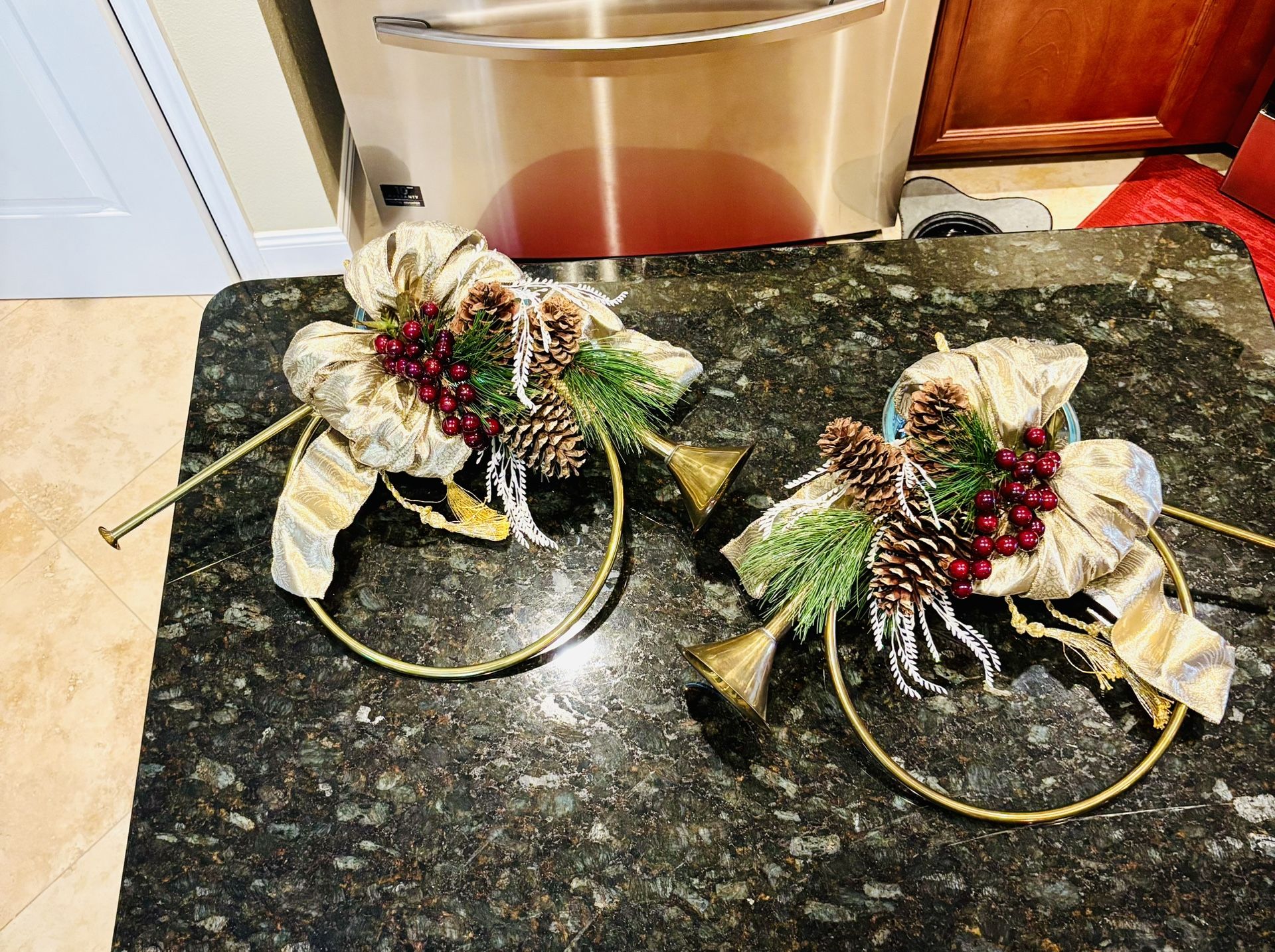 Big Decorative Christmas Brass horns decor