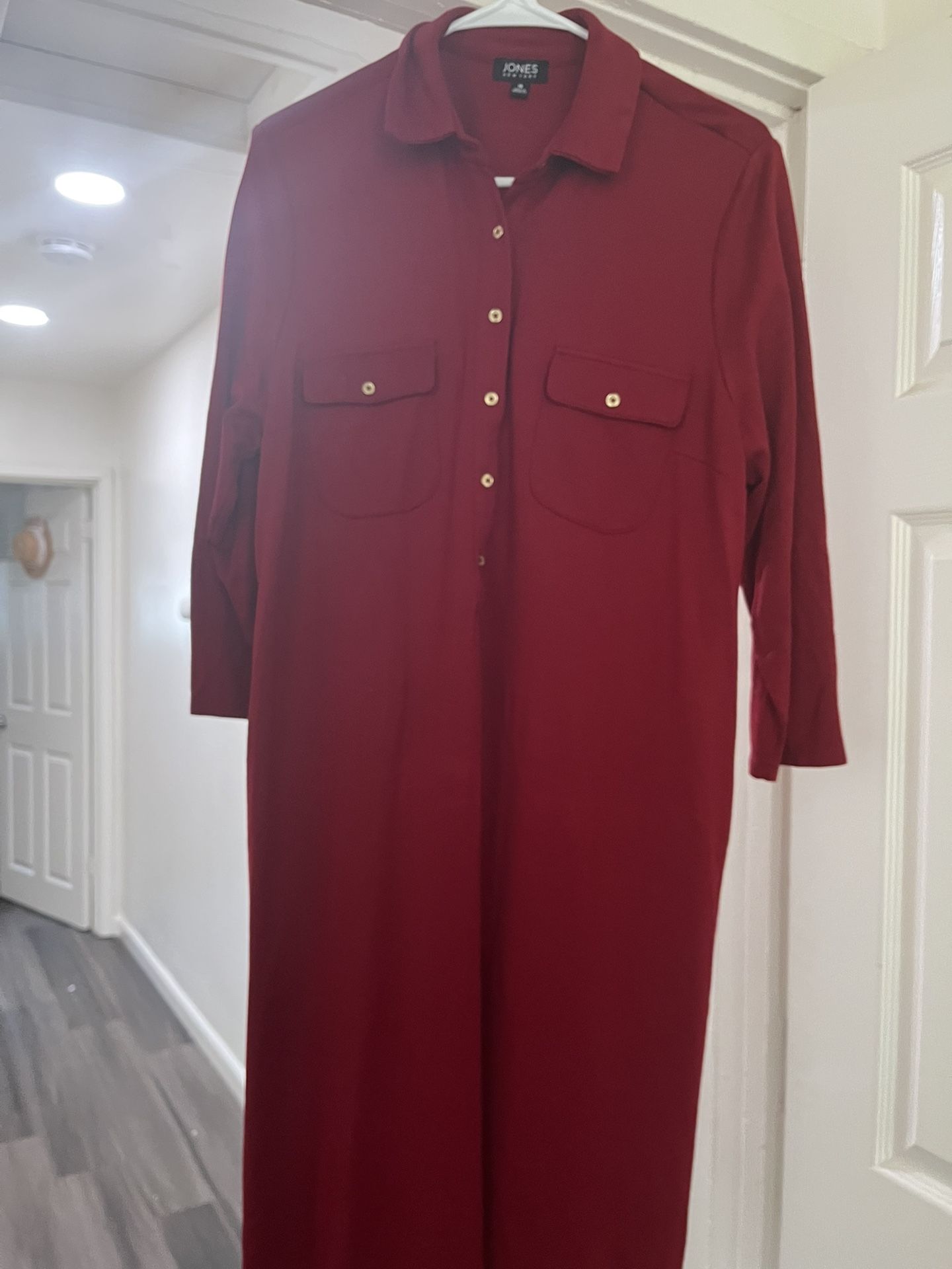 Red Stretchy Shirt Dress Size 16