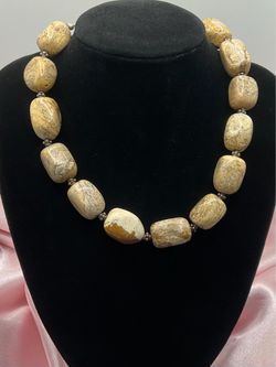 Vintage Barse Sterling Silver & Picture Jasper 17” Necklace