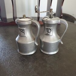 Vintage Pewter Salt And Pepper Shakers 