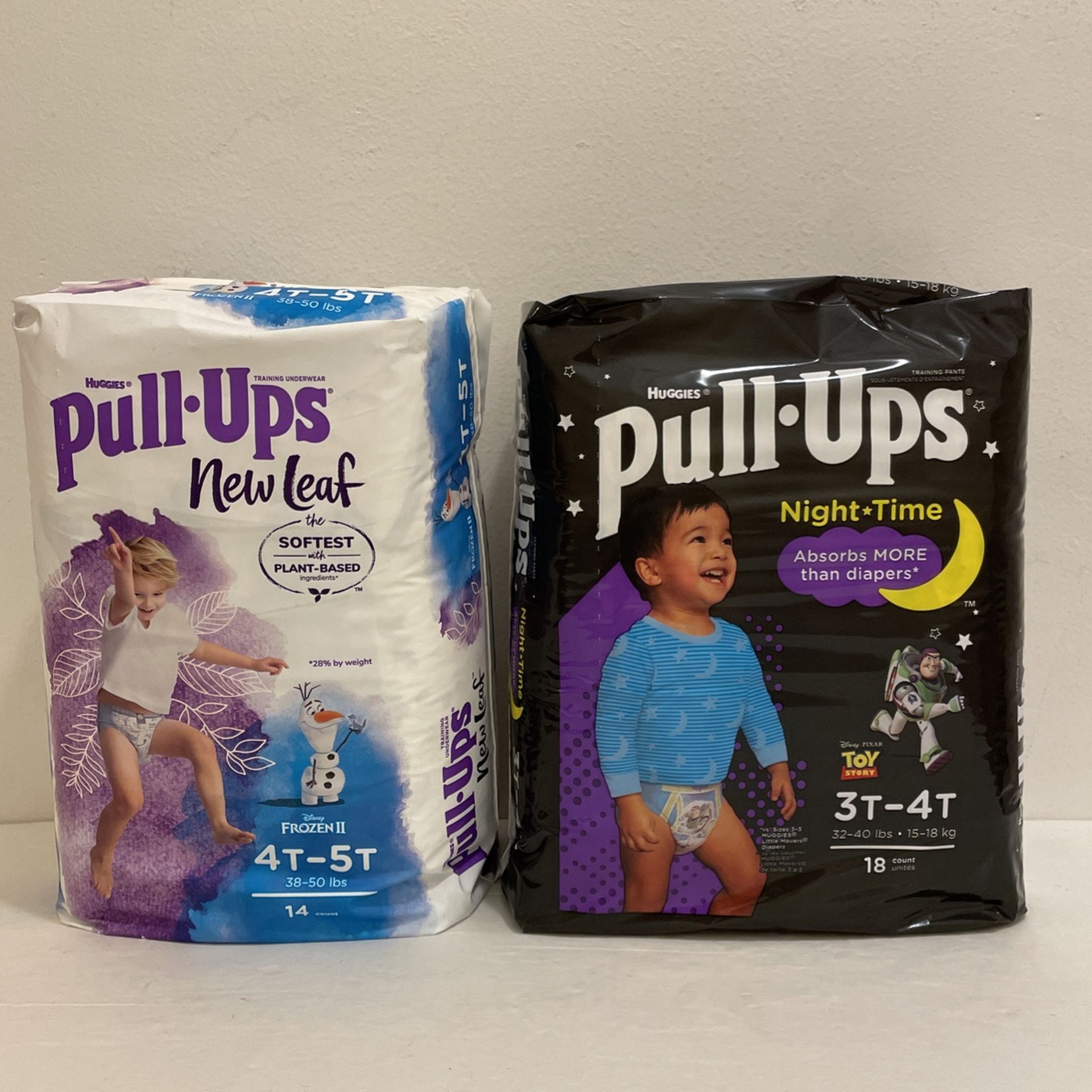 Huggies Pull Ups New Leaf (4T-5T) & Night Time (3T-4T) Bundle Set