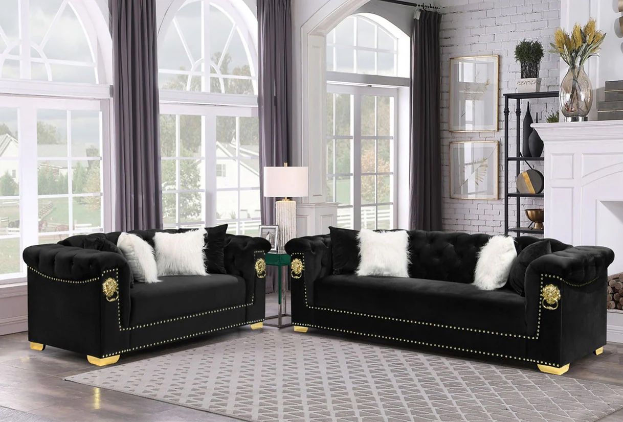 Black And Gold Livingroom Set Brand New