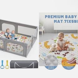 Playpen 71”x59”x29” H with mat