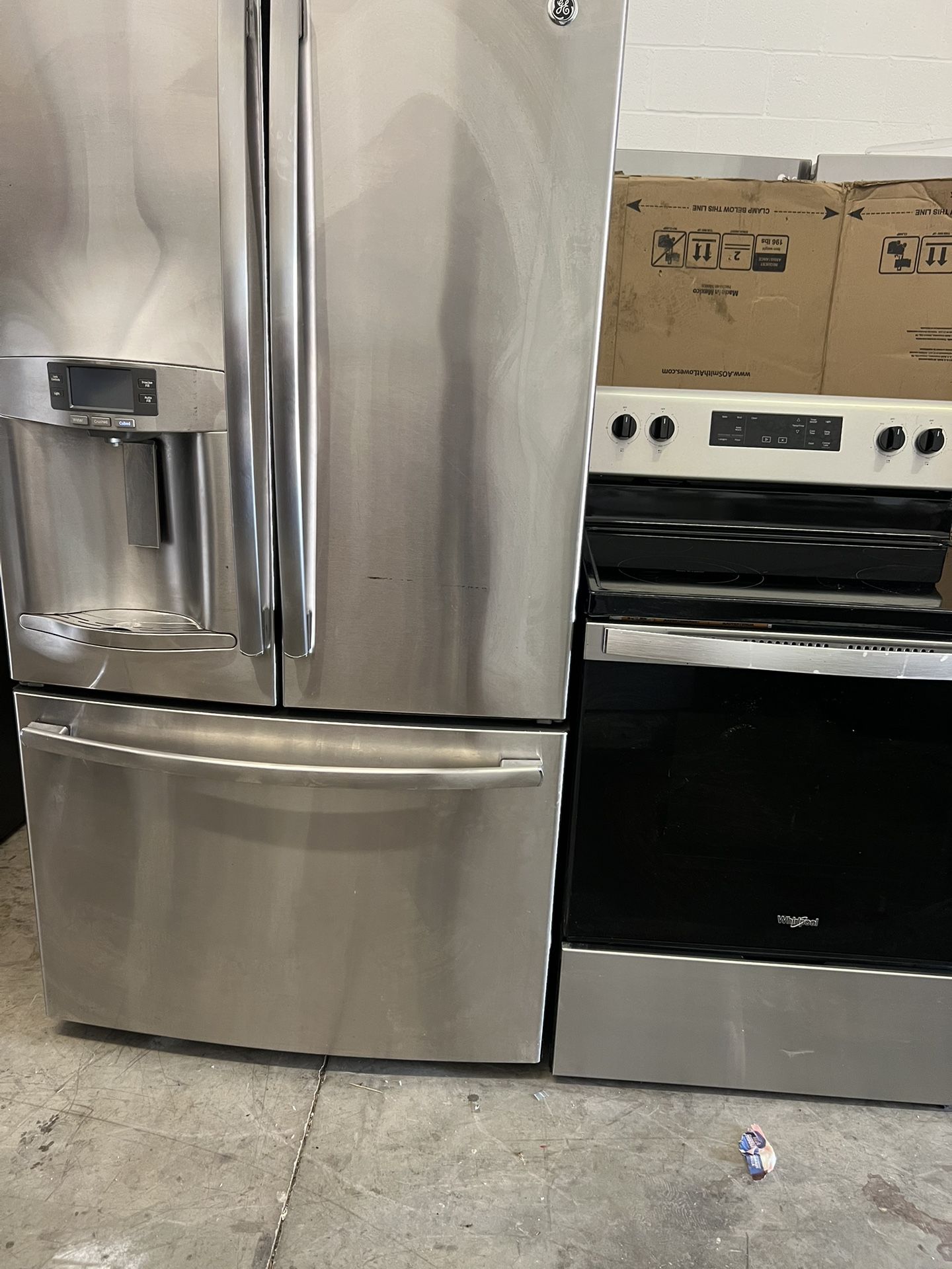 GE Fridge 3 Door And Stove Stainless Steel